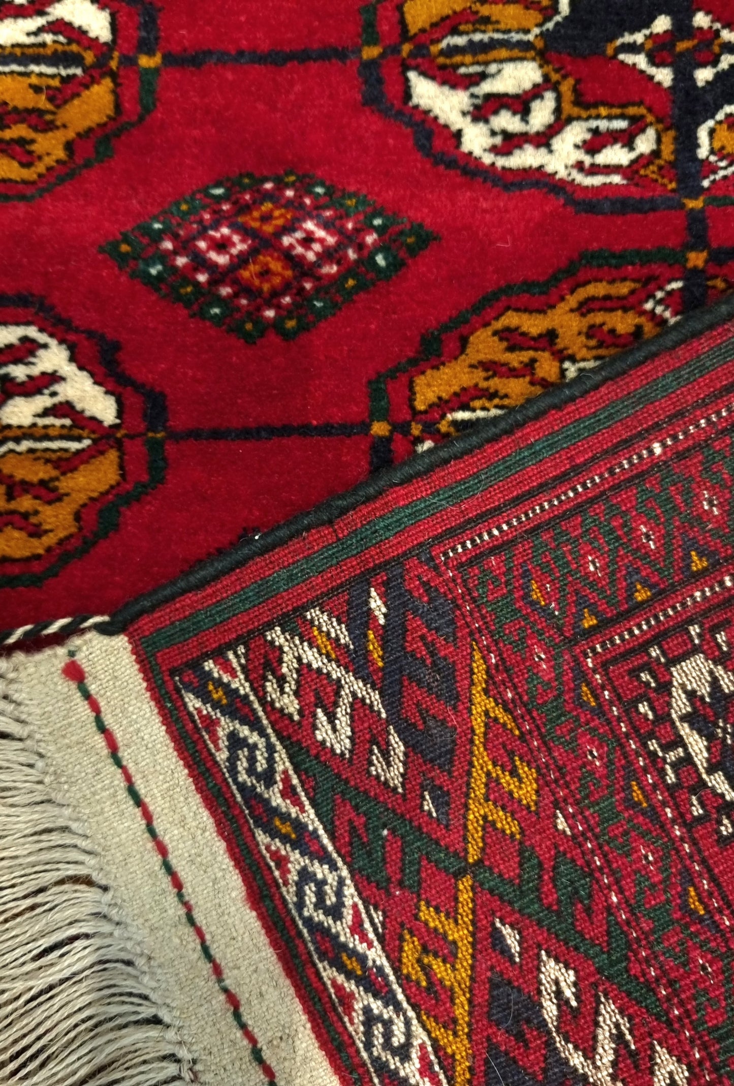 Handknotted Turkmen Rug Tekke Wool Rug 80 x 120 cm (3'x4' ft) Red