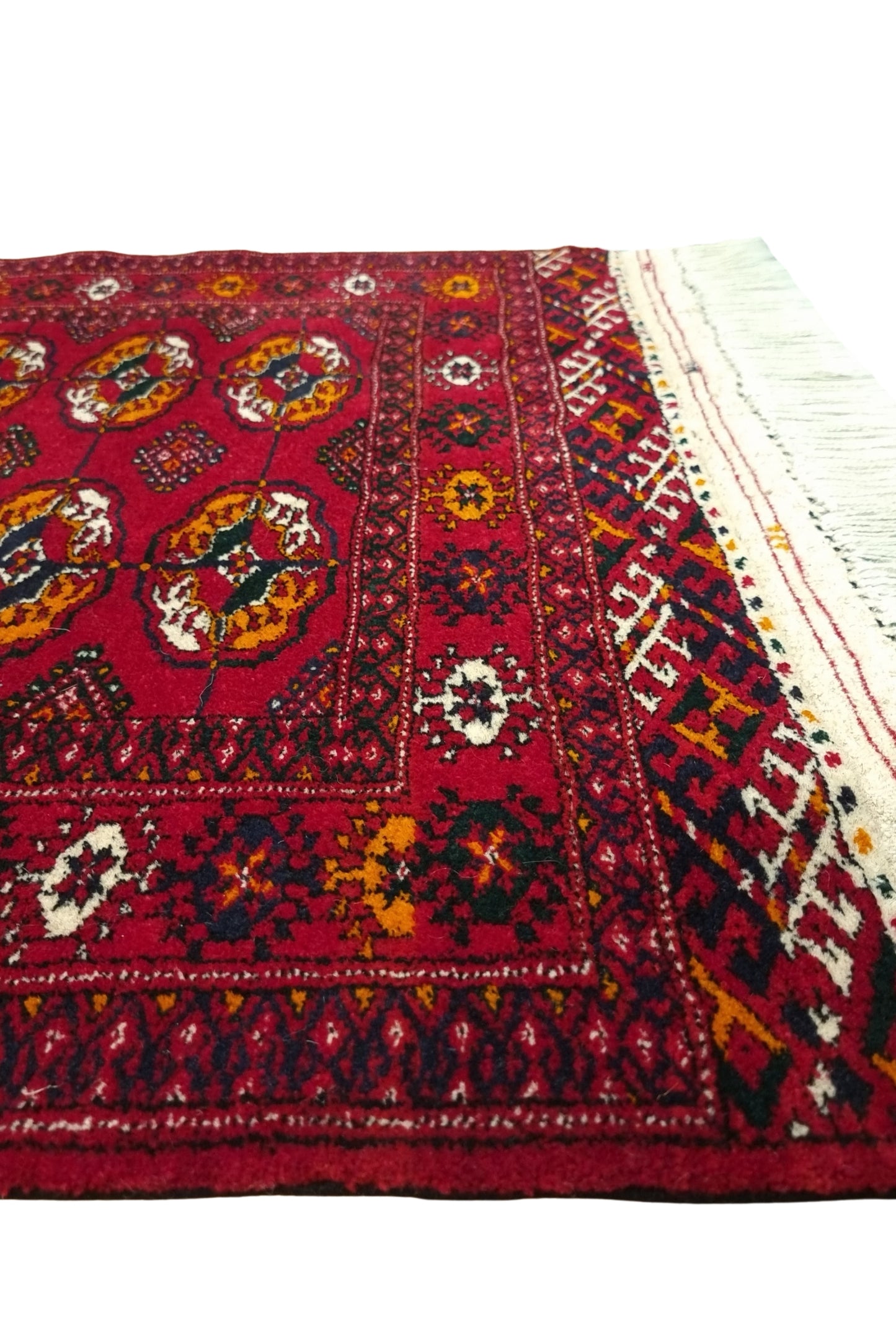 HandmadeTurkoman Rug Tekke Wool Rug 80 x 145 cm (3'x5' ft) Red