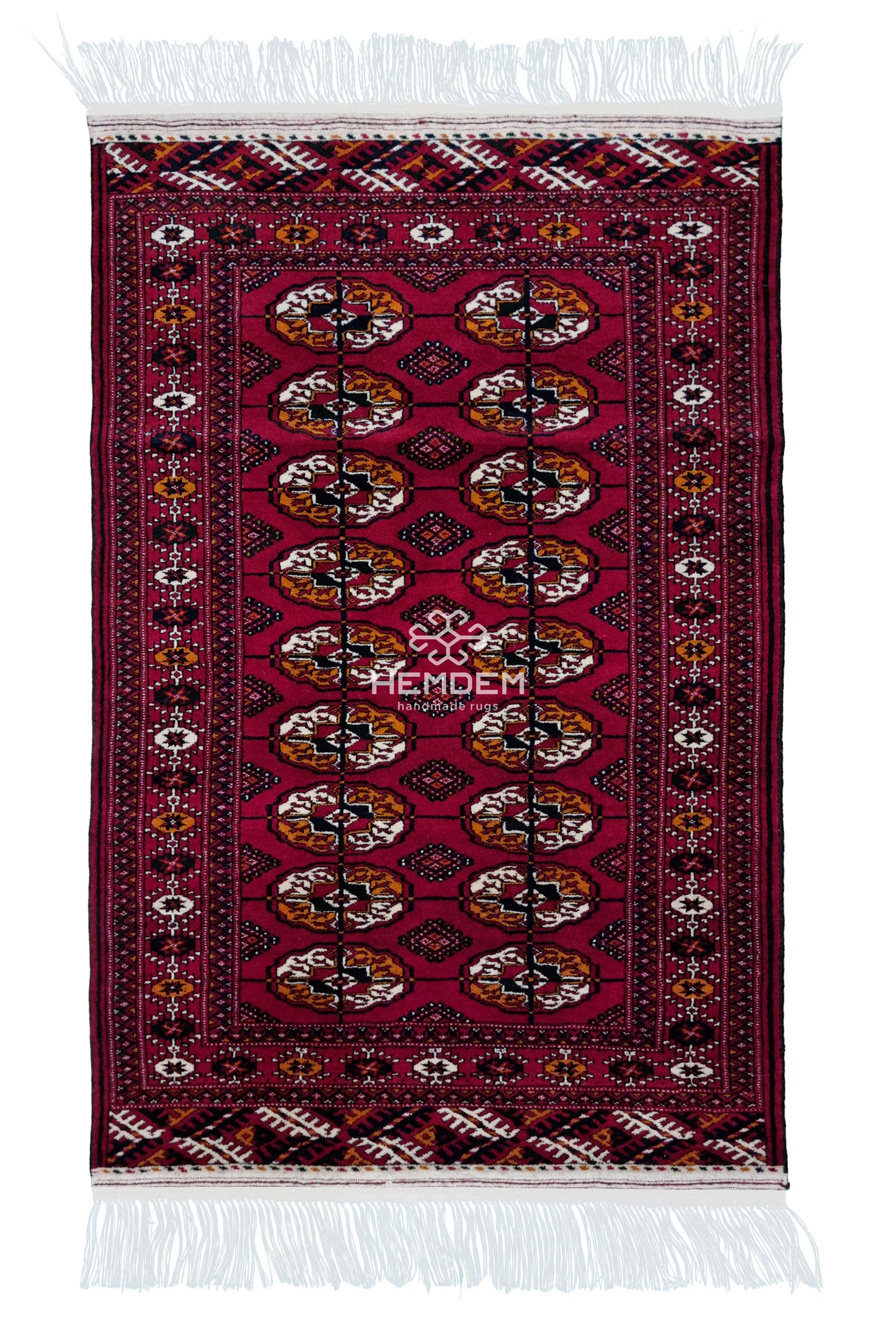 Handknotted Turkmen Rug Tekke Wool Rug 80 x 121 cm (3'x4' ft) Red