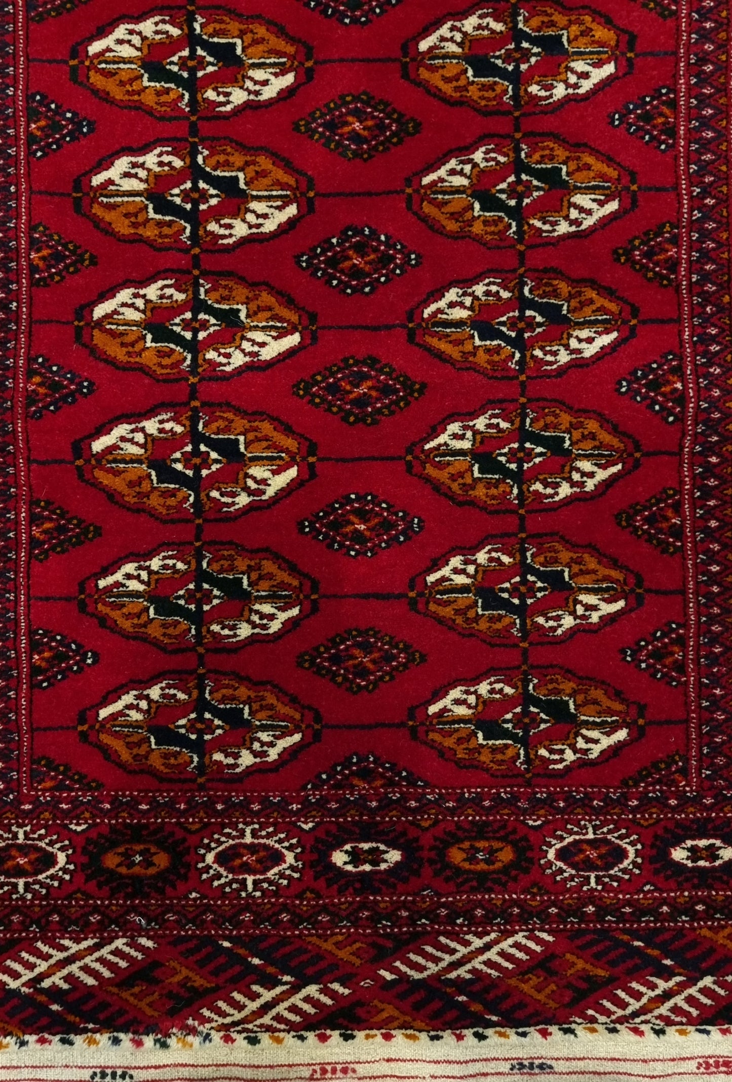 Handknotted Turkmen Rug Tekke Wool Rug 82 x 182 cm (3'x6' ft) Red