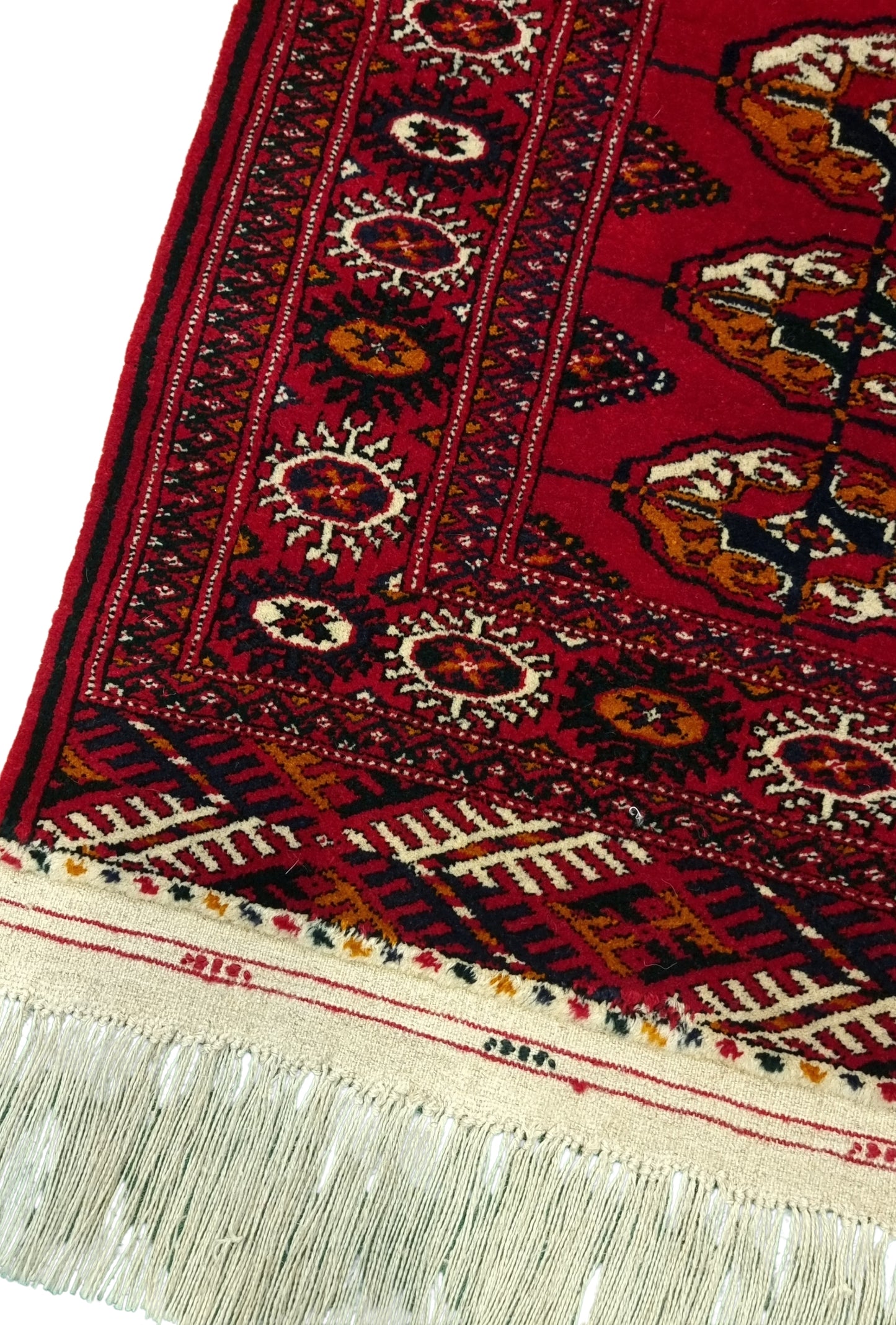 Handknotted Turkmen Rug Tekke Wool Rug 82 x 182 cm (3'x6' ft) Red