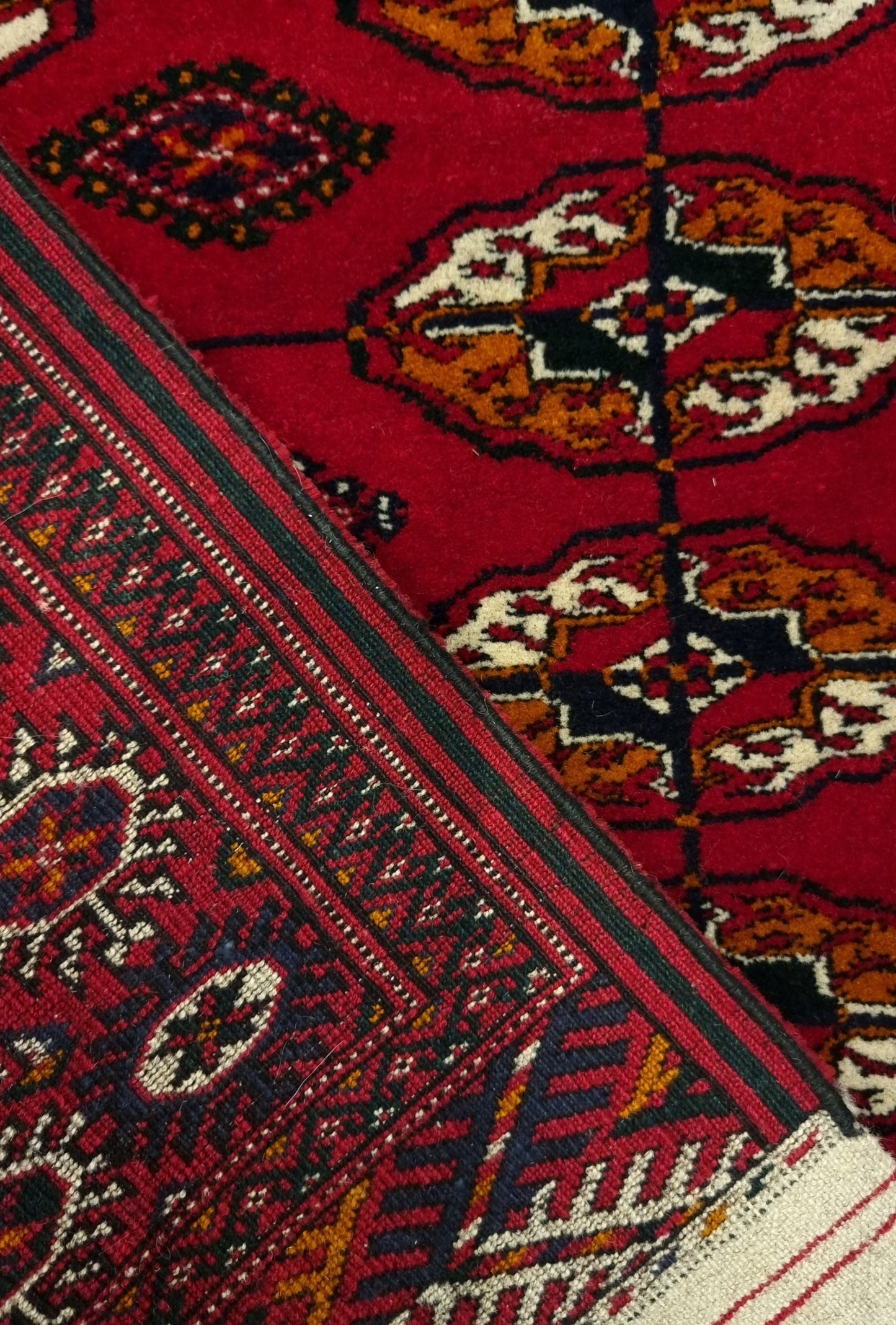 Handknotted Turkmen Rug Tekke Wool Rug 82 x 182 cm (3'x6' ft) Red