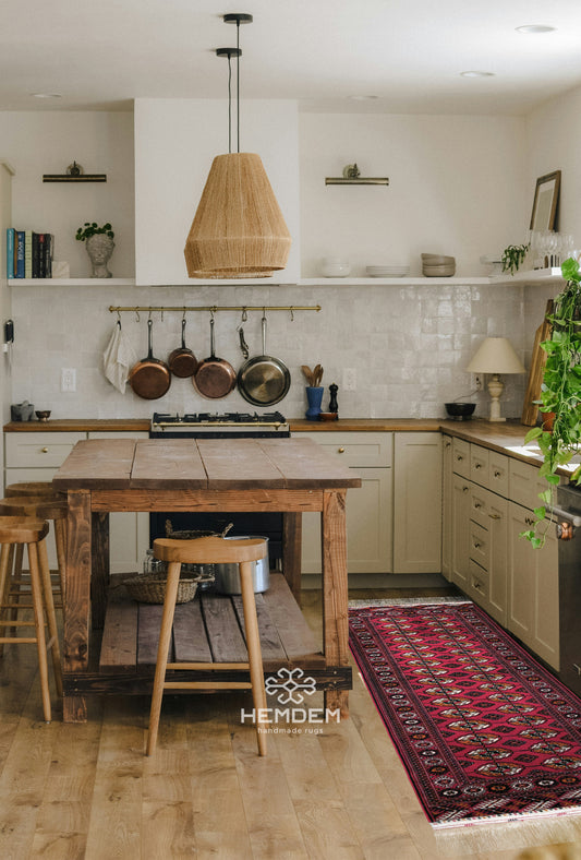 Handknotted Turkmen Rug Tekke Wool Rug 82 x 182 cm (3'x6' ft) Red