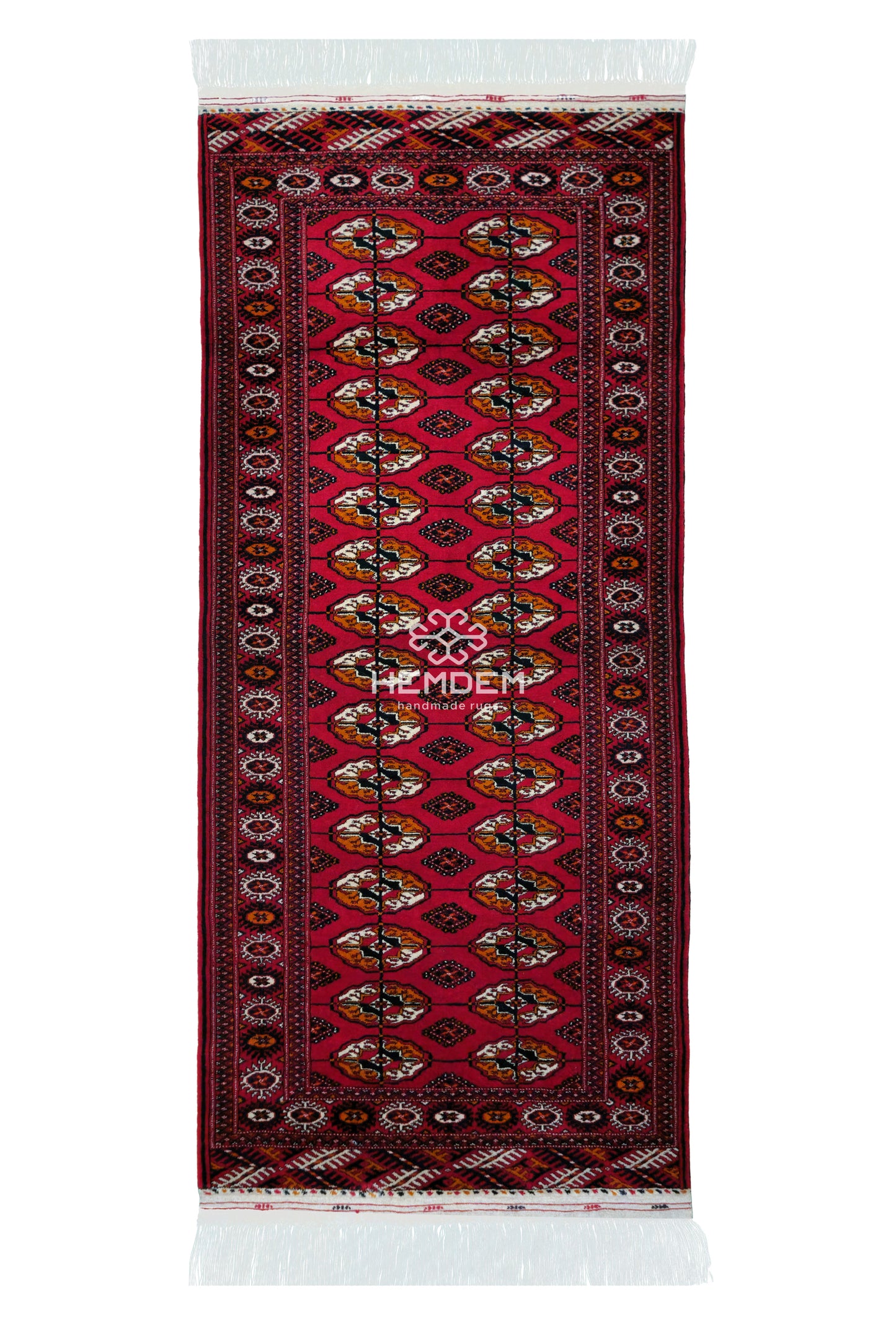 Handknotted Turkmen Rug Tekke Wool Rug 82 x 182 cm (3'x6' ft) Red