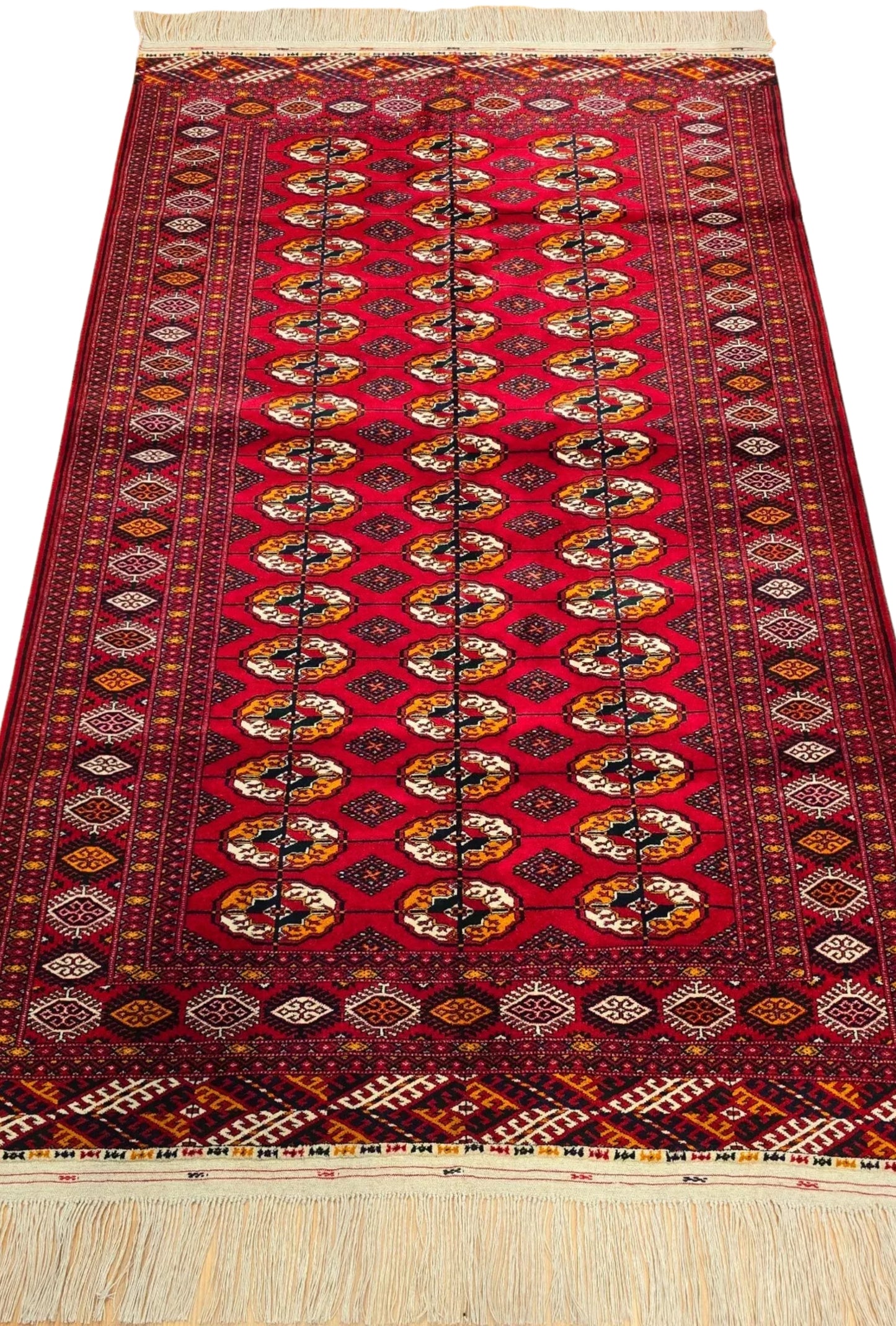 Turkoman Rug Handknotted Authentic Wool Rug 135 x 225cm (4.4' x 7.5' ft) Red