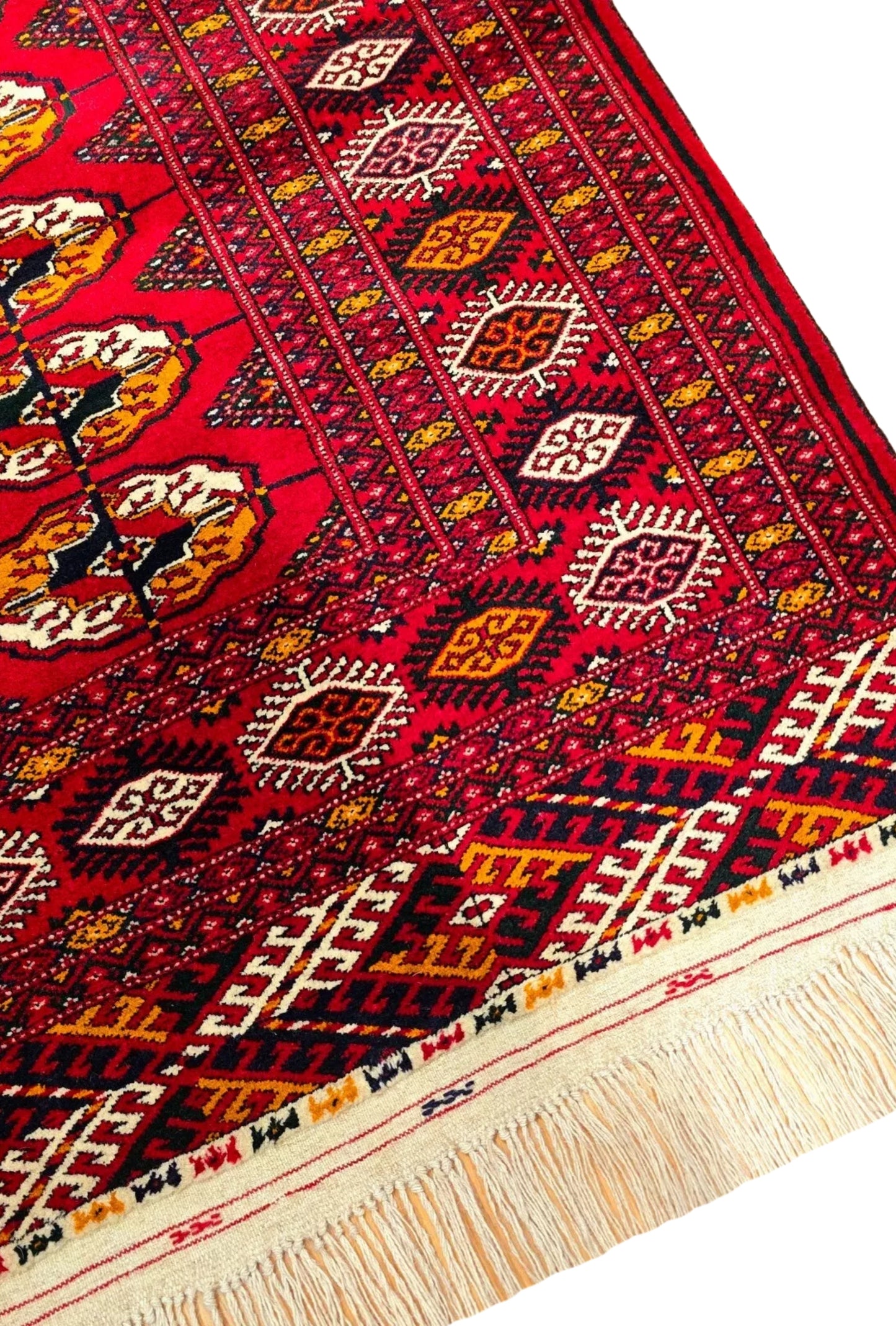 Turkoman Rug Handknotted Authentic Wool Rug 135 x 225cm (4.4' x 7.5' ft) Red
