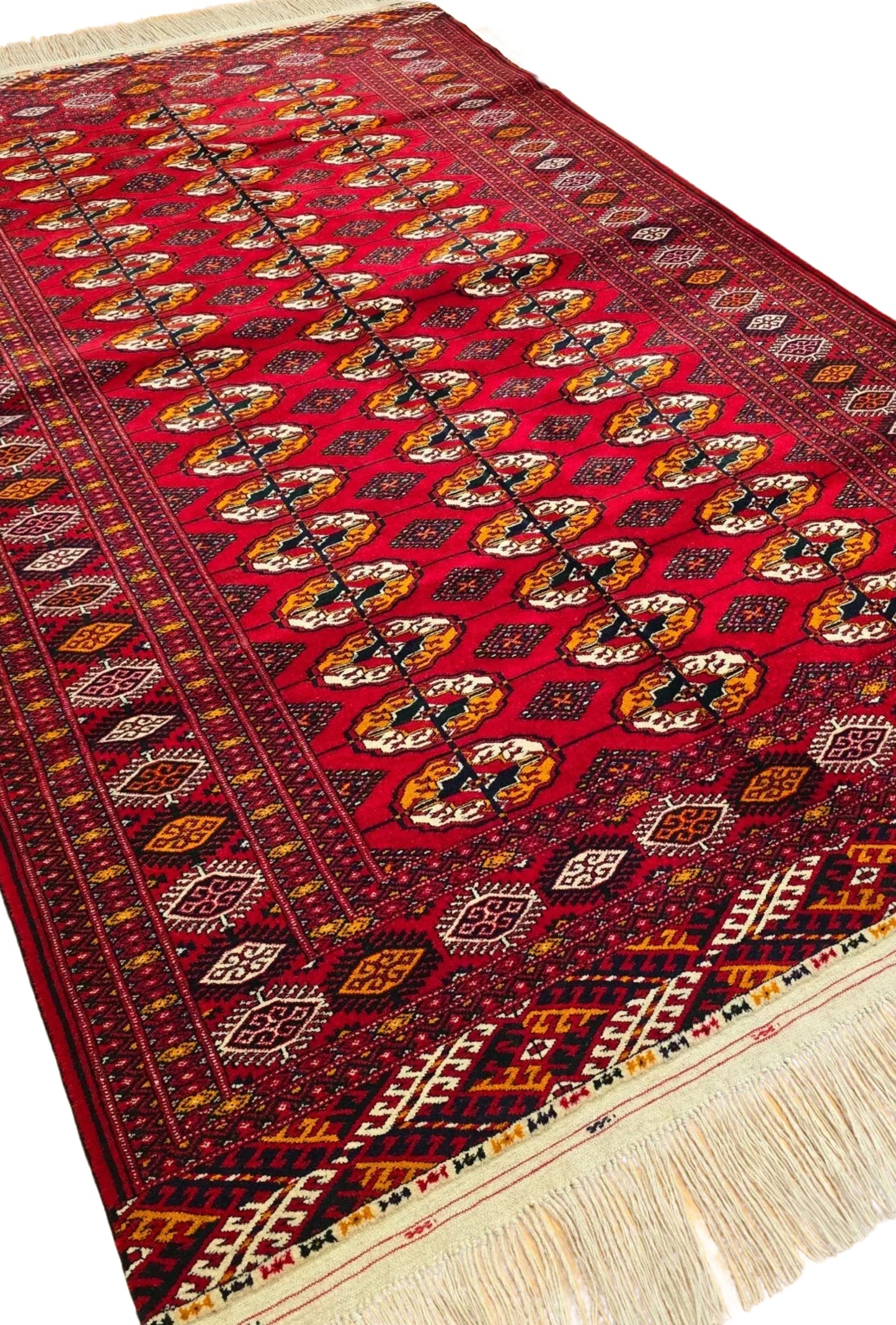 Turkoman Rug Handknotted Authentic Wool Rug 135 x 225cm (4.4' x 7.5' ft) Red