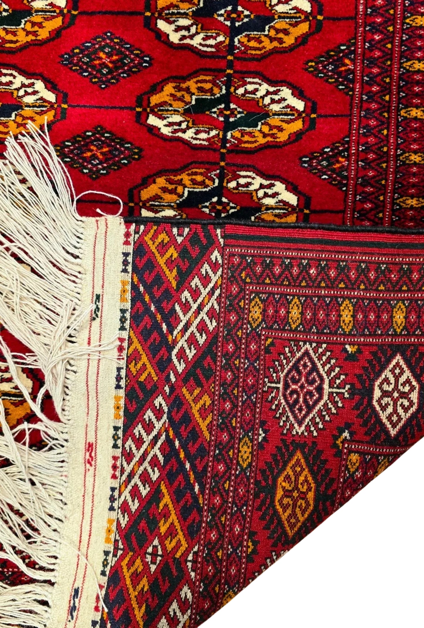 Turkoman Rug Handknotted Authentic Wool Rug 135 x 225cm (4.4' x 7.5' ft) Red