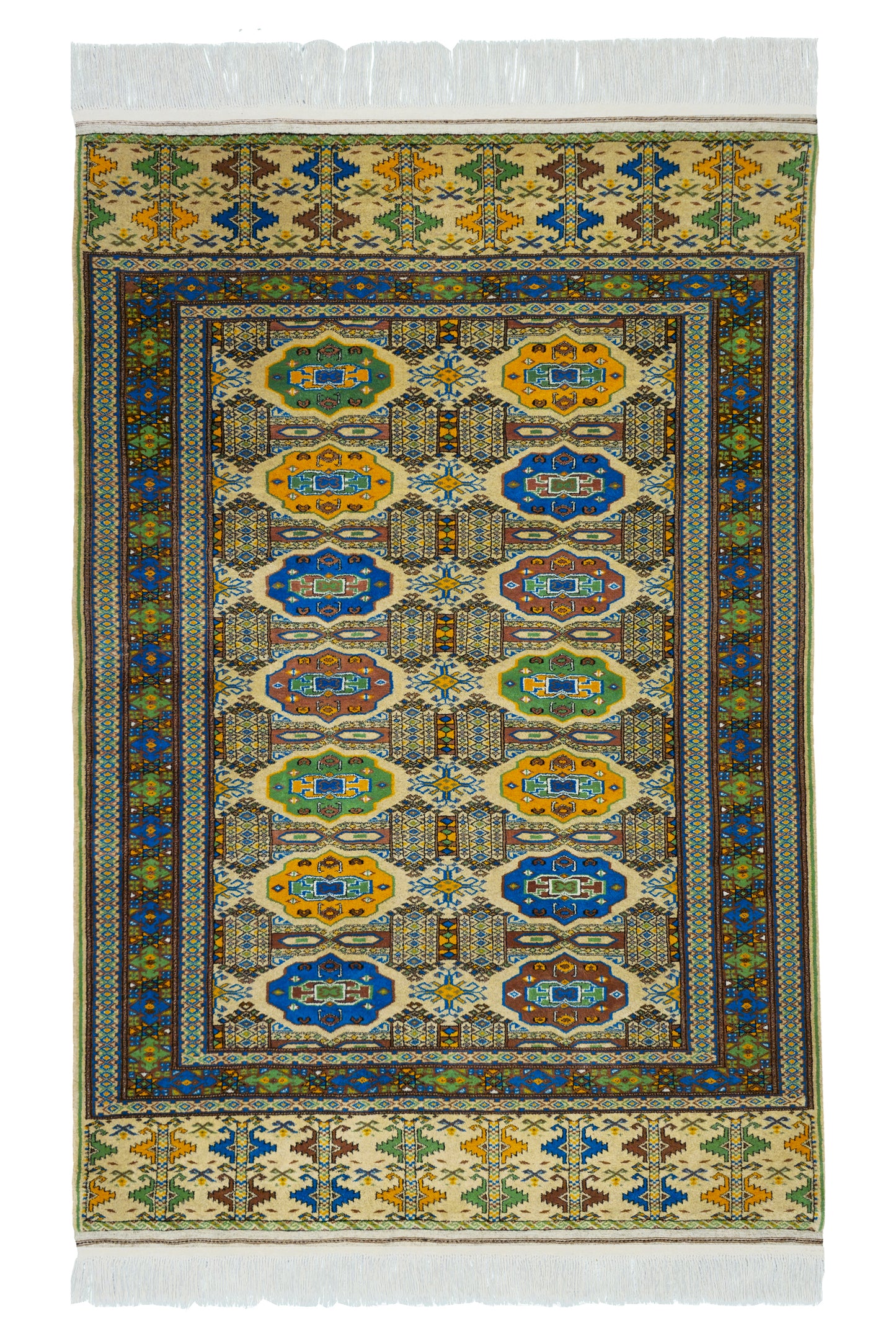 Türkmen Halısı El Dokuma Darvaza Yün Halısı 136 x 203cm (4.5' x 7' ft) Bej