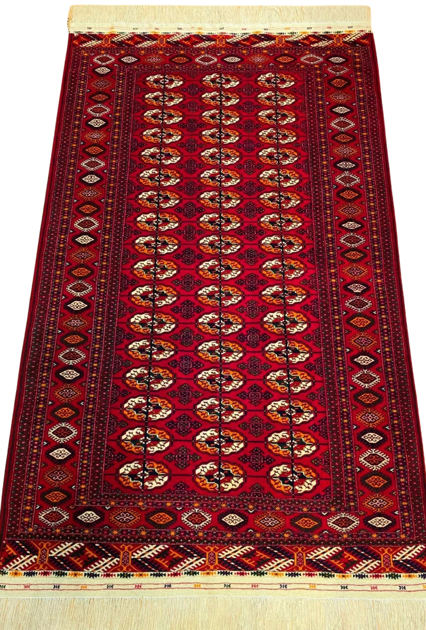 Turkoman Rug Handknotted Oriental Wool Rug 143 x 235cm (4.7' x 7.6' ft) Red