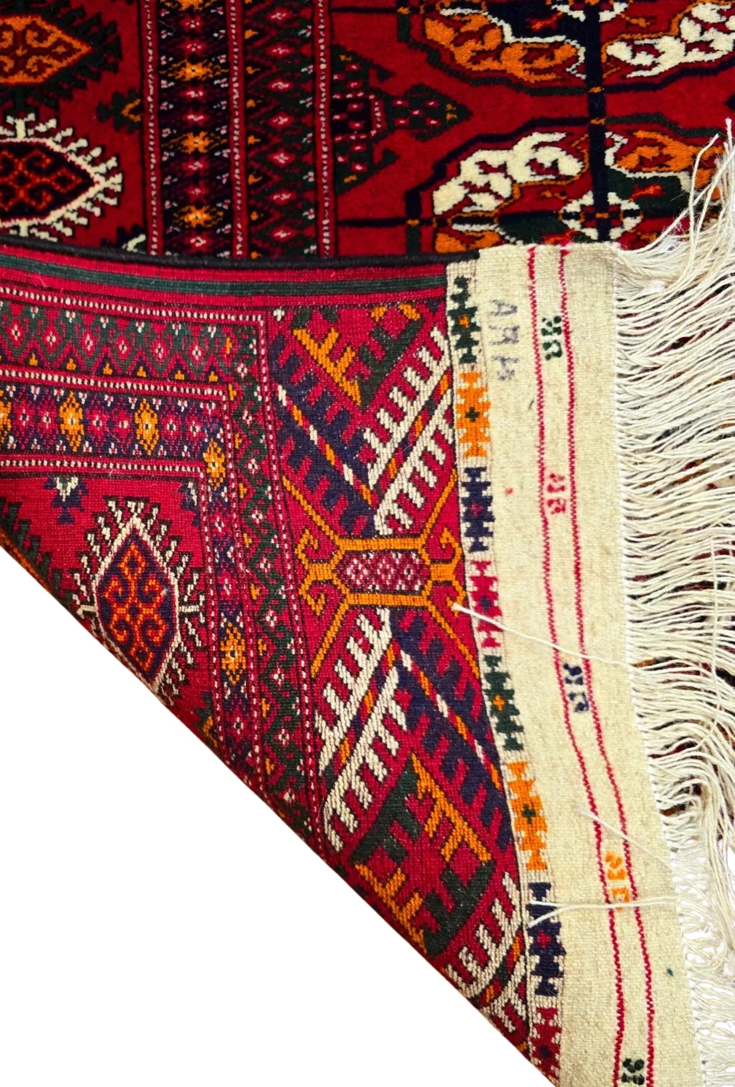 Turkoman Rug Handknotted Oriental Wool Rug 143 x 235cm (4.7' x 7.6' ft) Red