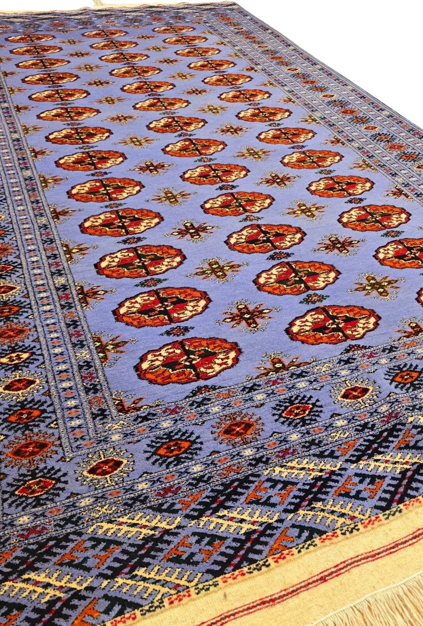 Turkoman Rug Handknotted Turkmenistan Wool Rug 125 x 215cm (4' x 7' ft) Blue