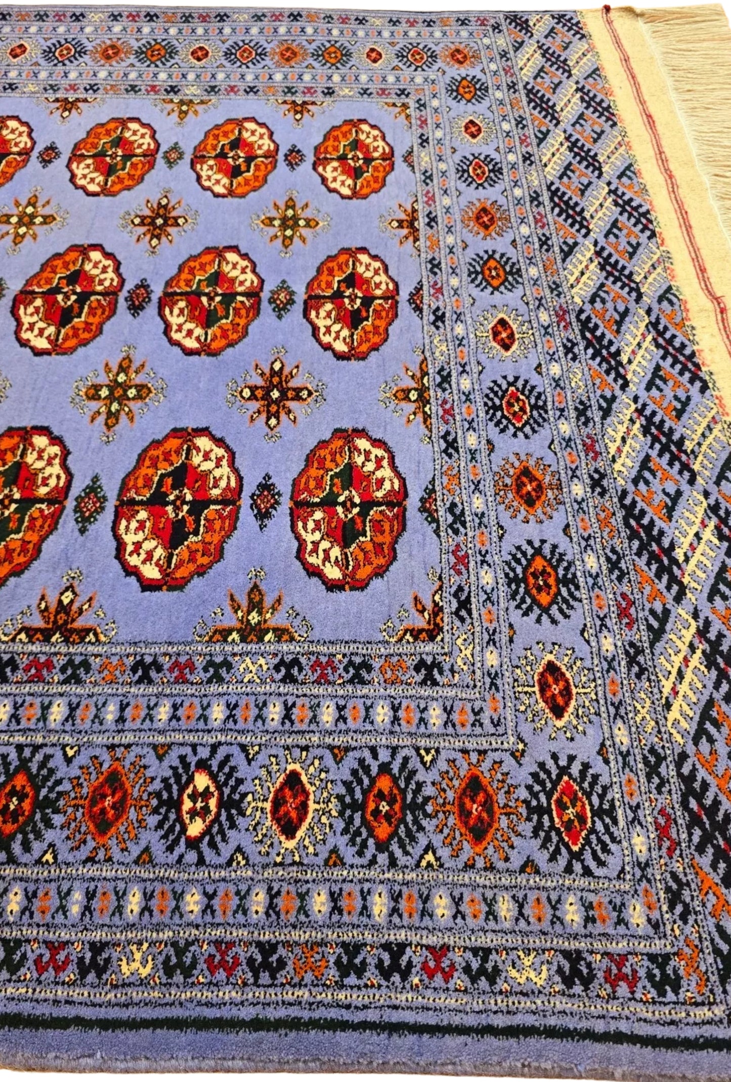 Turkoman Rug Handknotted Turkmenistan Wool Rug 125 x 215cm (4' x 7' ft) Blue