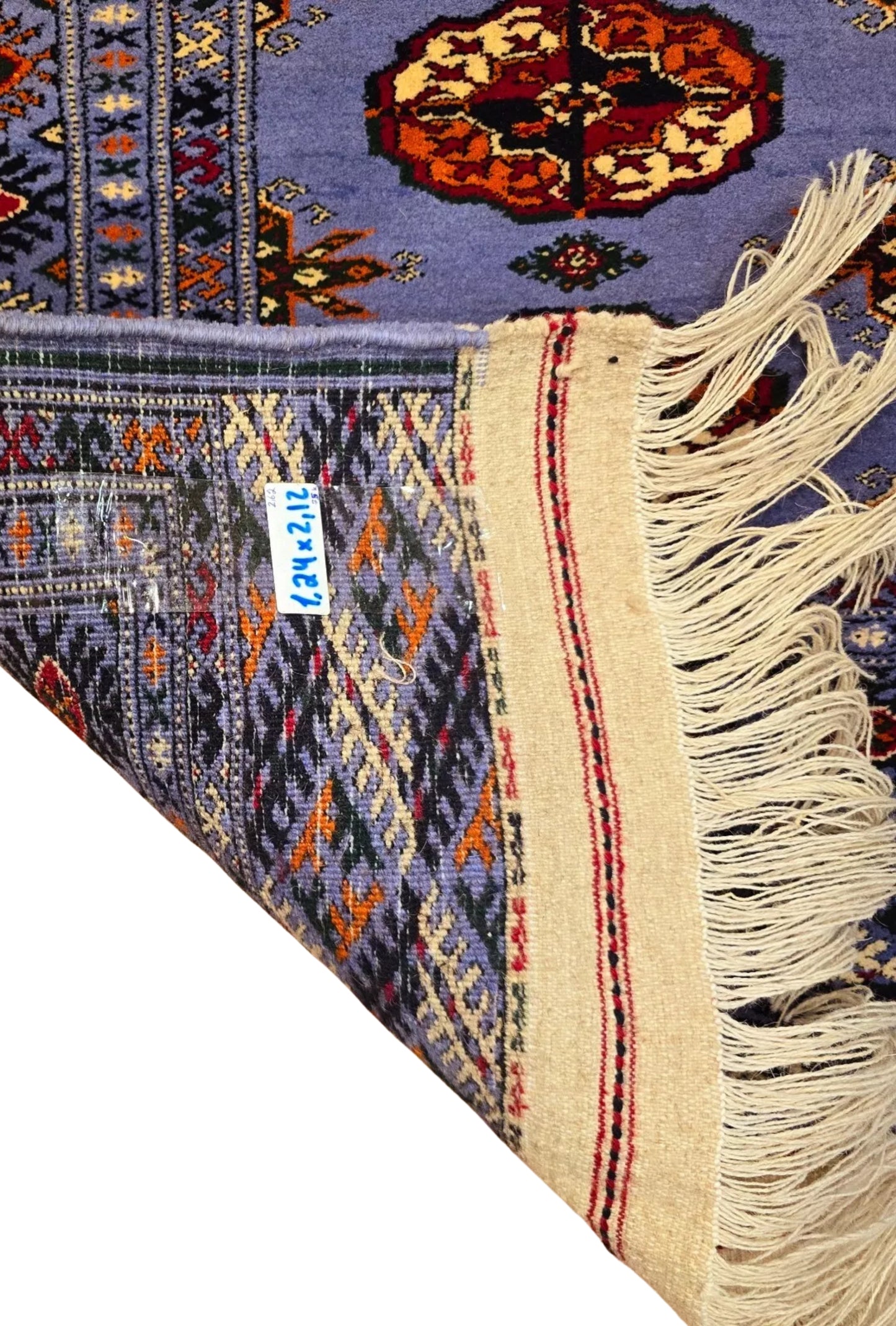 Turkoman Rug Handknotted Turkmenistan Wool Rug 125 x 215cm (4' x 7' ft) Blue