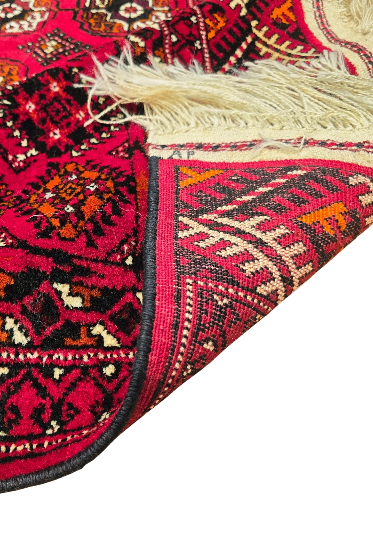 Vintage Handknotted Turkoman Rug Tekke Wool Rug 220 x 400 cm (7'x13' ft) Red