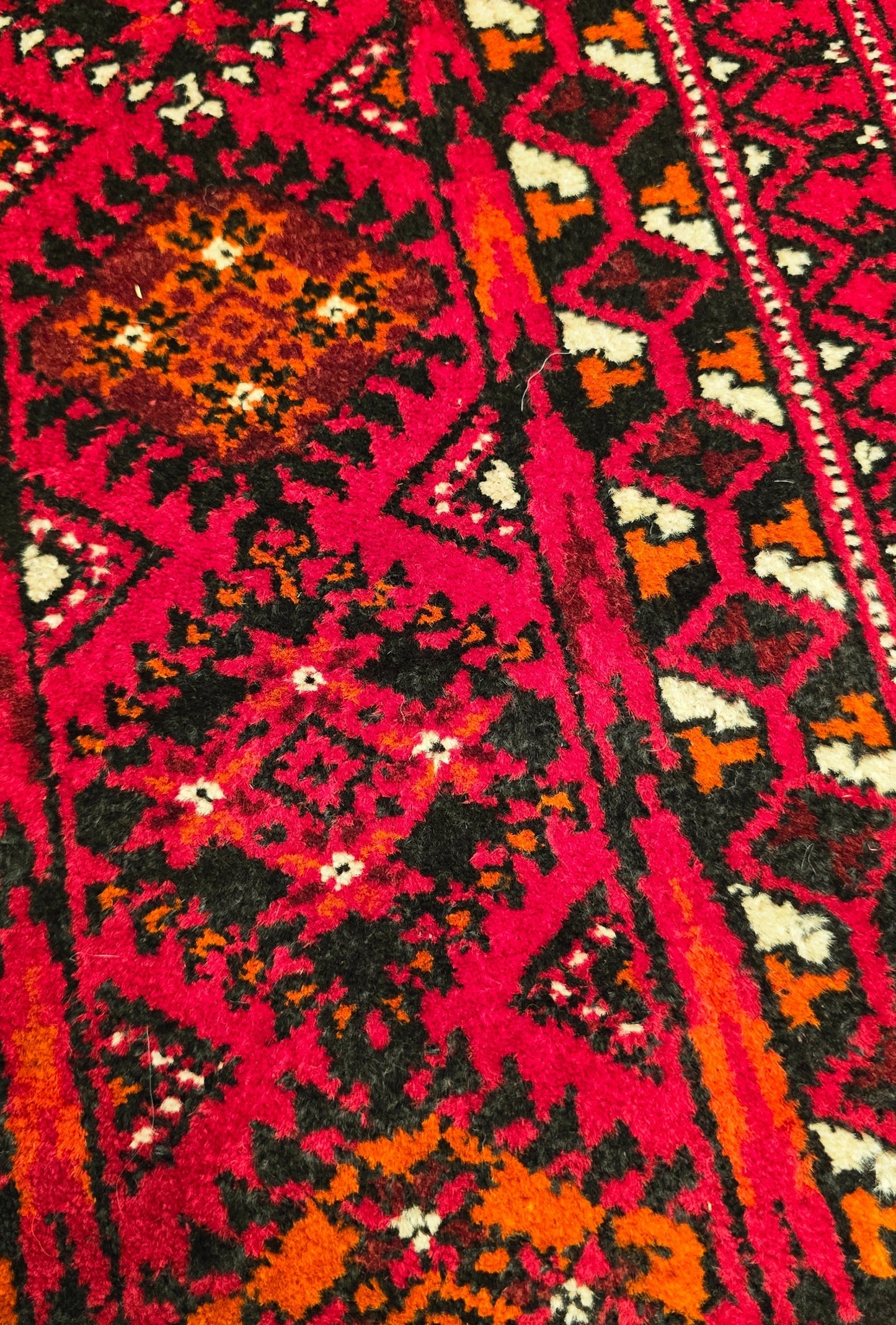 Vintage Handknotted Turkoman Rug Tekke Wool Rug 220 x 400 cm (7'x13' ft) Red