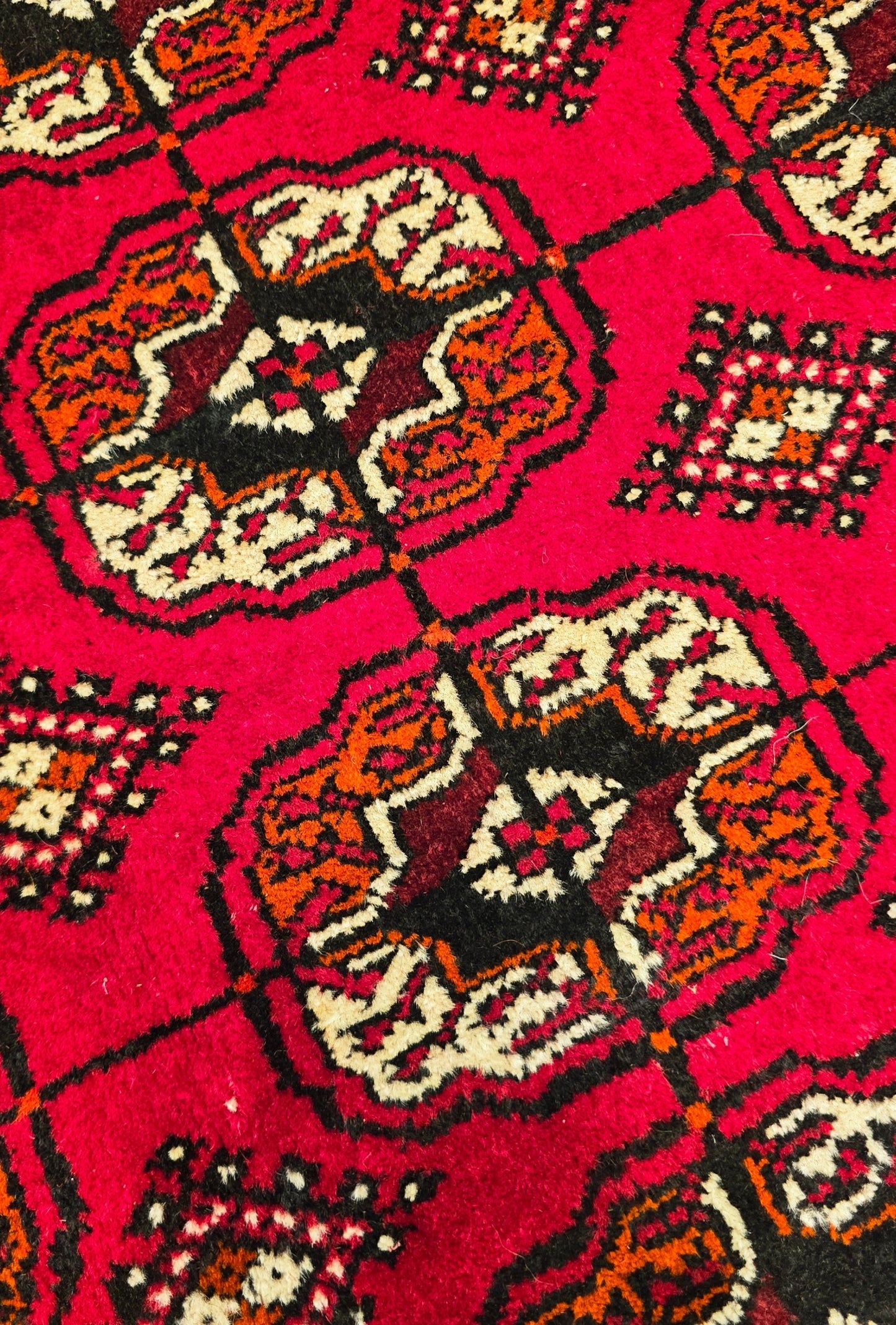 Vintage Handknotted Turkoman Rug Tekke Wool Rug 220 x 400 cm (7'x13' ft) Red