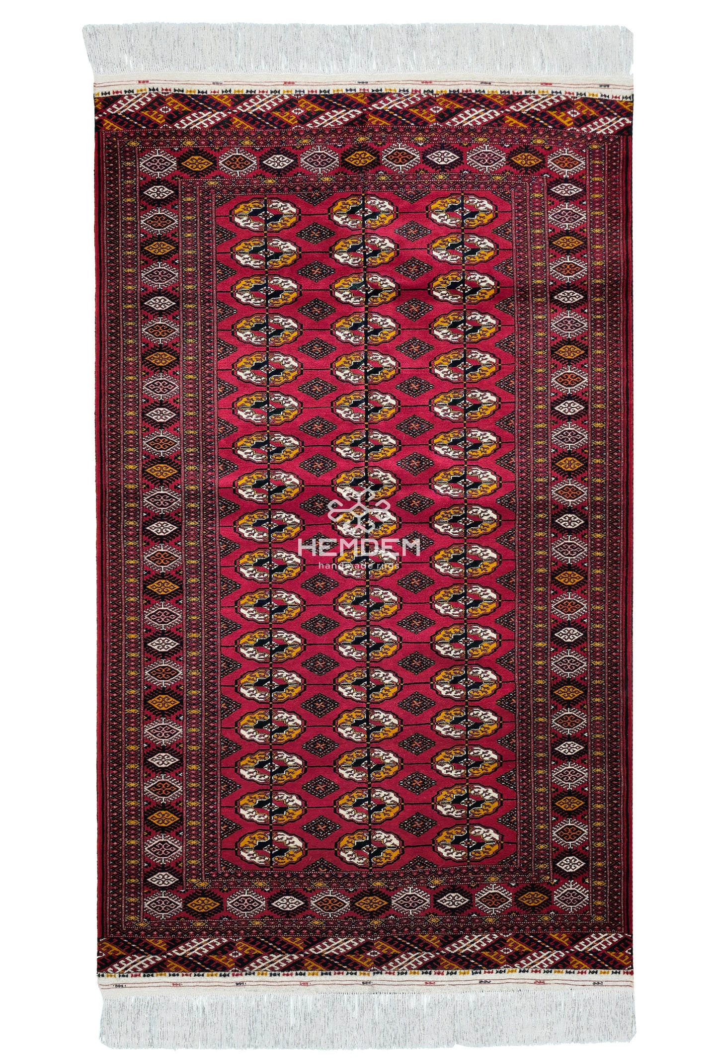 Türkmen Halısı El Dokuma Orijinal Yün Halı 135 x 225cm (4.4' x 7.5' ft) Kırmızı