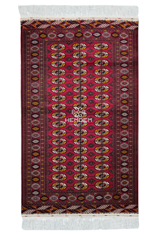 Turkoman Rug Handknotted Authentic Wool Rug 135 x 225cm (4.4' x 7.5' ft) Red