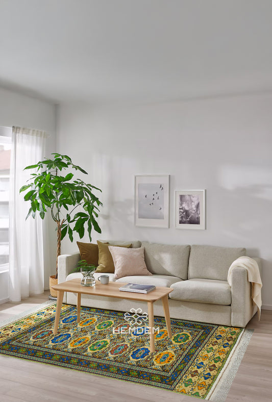 Turkoman Rug Handknotted Darvaza Wool Rug 136 x 203cm (4.5' x 7' ft) Beige