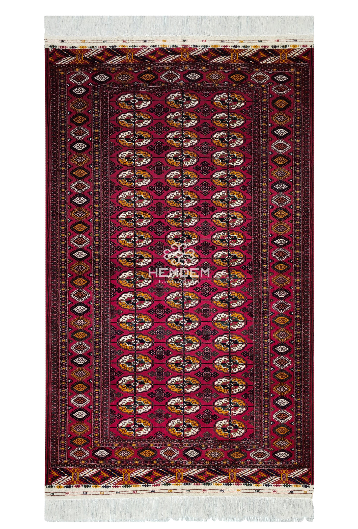 Türkmen Halısı El Dokuma Oryantal Yün Halı 143 x 235cm (4.7' x 7.6' ft) Kırmızı
