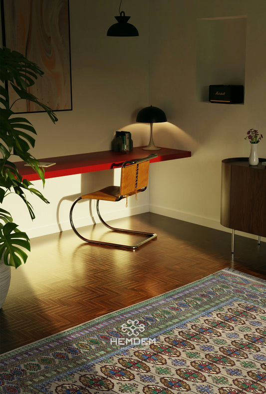 Turkoman Rug Handknotted Tribal Silk Rug 150 x 262cm (4.11' x 8.7' ft) Beige