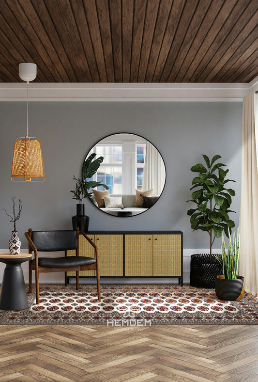 Turkoman Rug Handknotted Wool Rug 153 x 200cm (5' x 7' ft) Beige