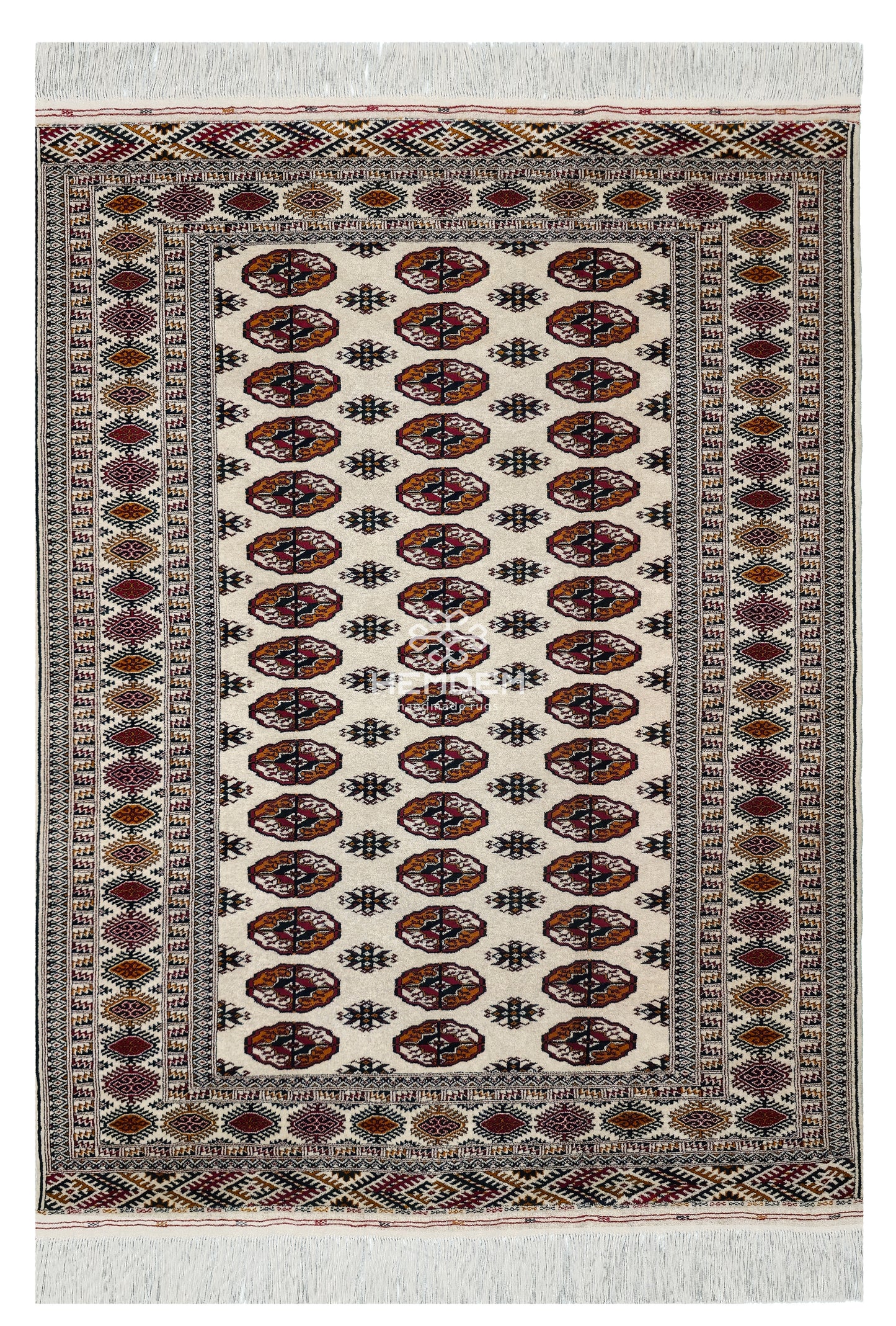 Türkmen Halısı El Dokuma Yün Halı 153 x 200cm (5' x 7' ft) Bej