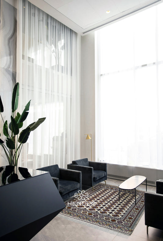 Turkoman Tekke Square Wool Rug 200 x 200cm (7' x 7' ft) Beige