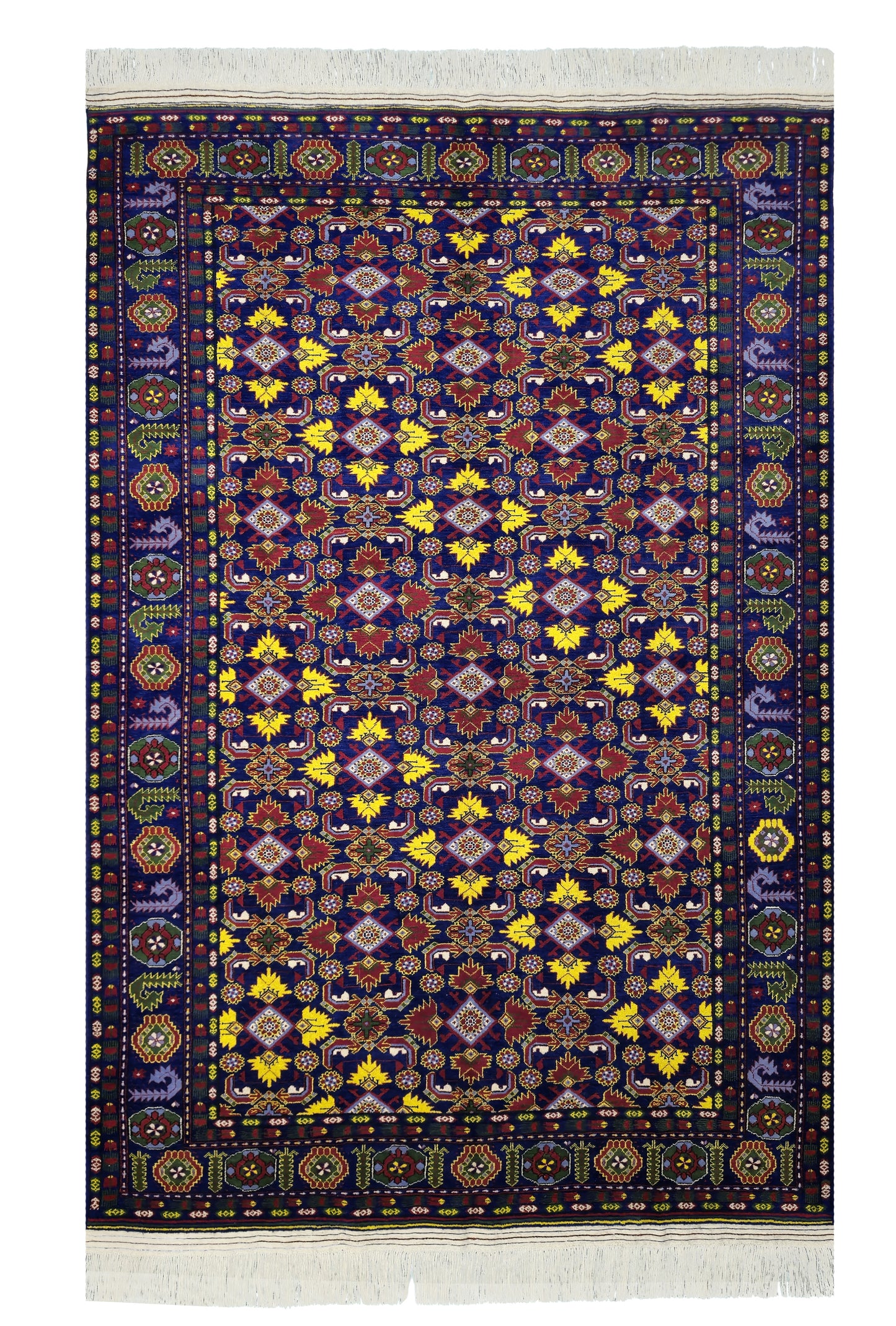Traditional Ersari Beshir Handknotted Wool Rug 200x300cm (7' x 10' ft) Blue