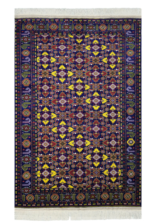 Traditional Ersari Beshir Handknotted Wool Rug 200x300cm (7' x 10' ft) Blue
