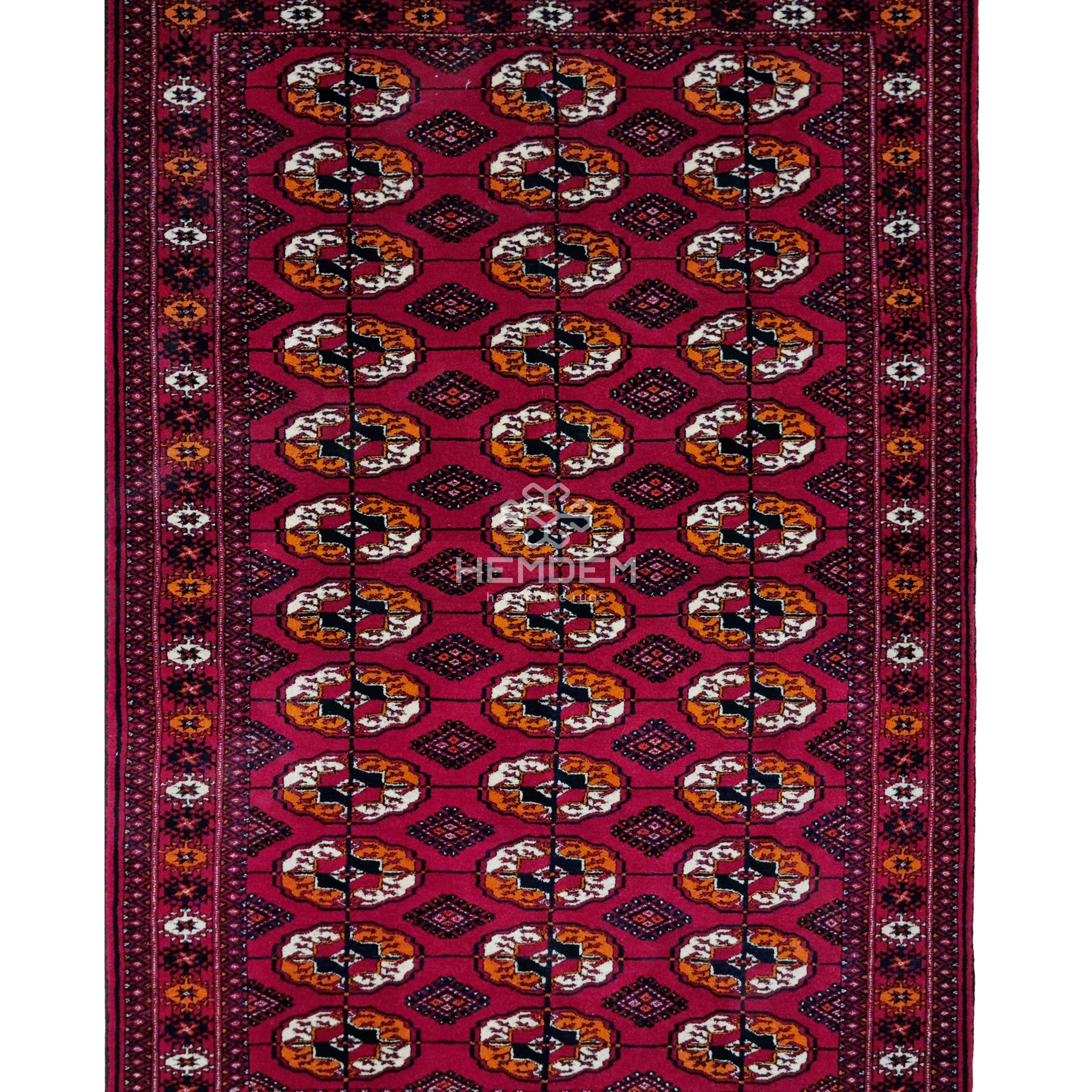Handknotted Turkmen Rug Tekke Wool Rug 100 x 154 cm (3'x5' ft) Red
