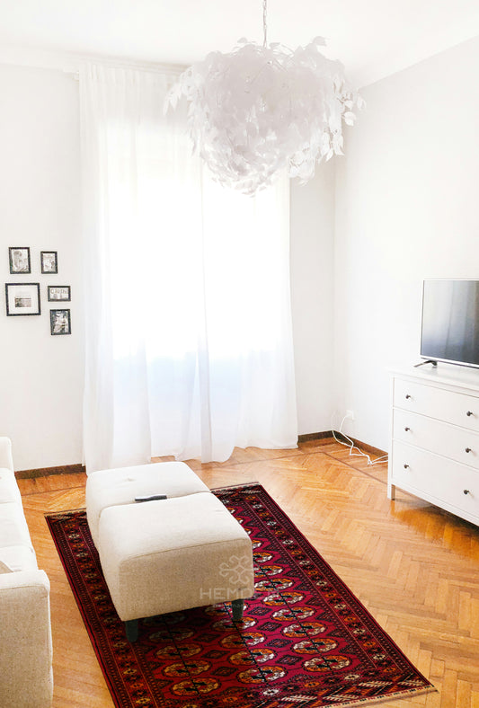 Handknotted Turkmen Rug Tekke Wool Rug 100 x 154 cm (3'x5' ft) Red