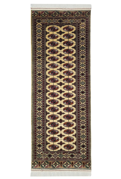 Turkmen Handmade Hallway Rug Oriental Wool Corridor Carpet Runner Rug 125 x 340cm (4' x 11' ft) Beige
