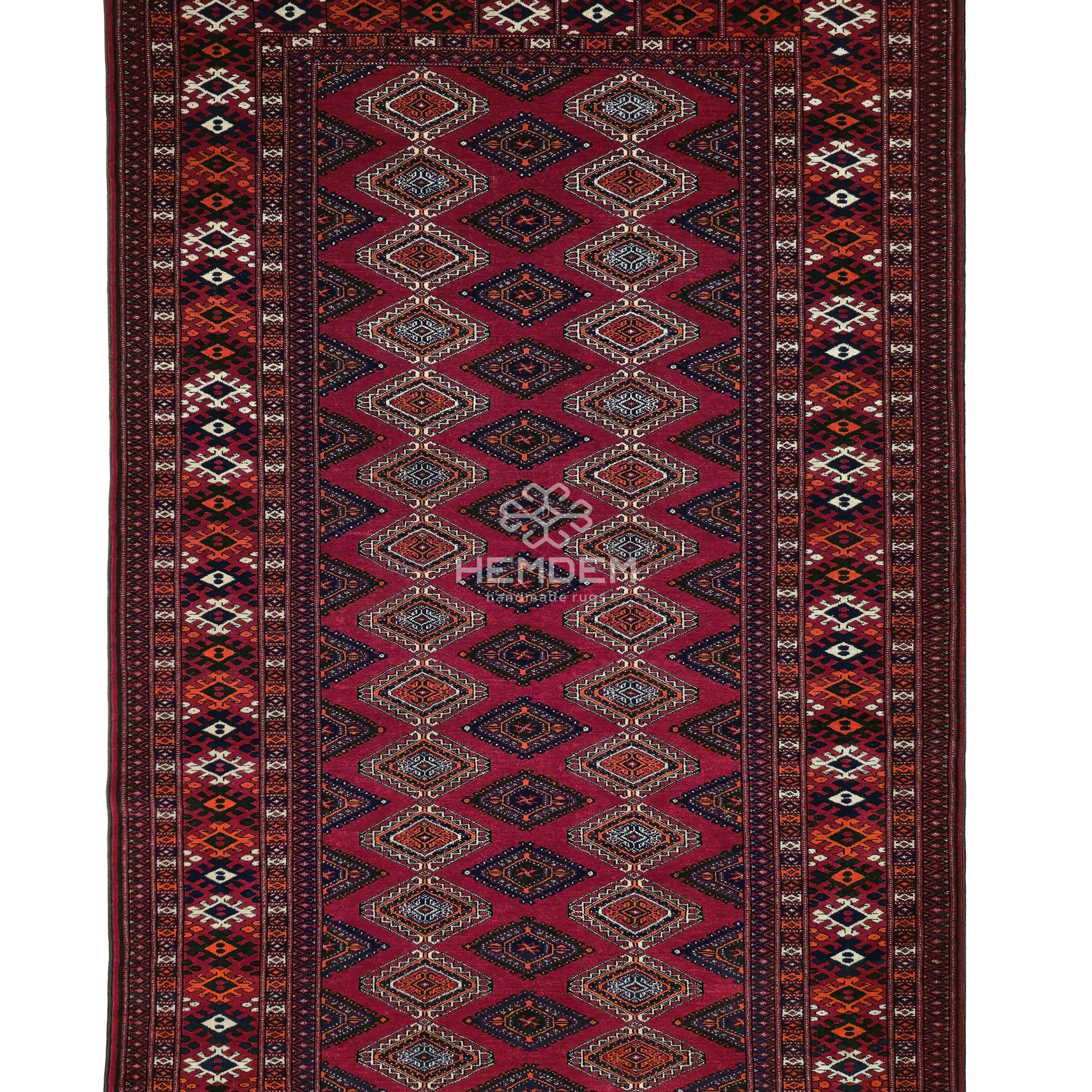 Rare Turkoman Yomut Kejebe Handknotted Wool Rug 132 x 210 cm (4.4' x 7' ft) Red
