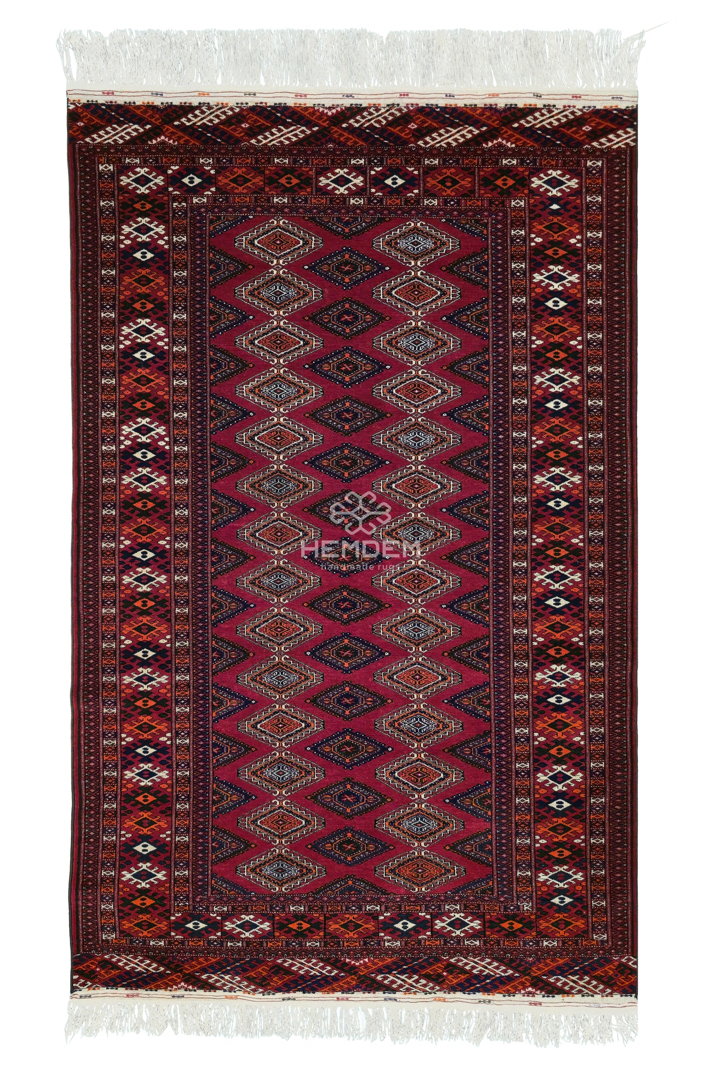 Rare Turkoman Yomut Kejebe Handknotted Wool Rug 132 x 210 cm (4.4' x 7' ft) Red