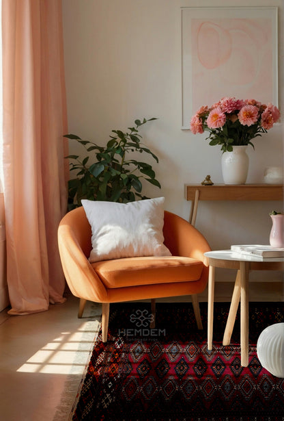 Rare Turkoman Yomut Kejebe Handknotted Wool Rug 132 x 210 cm (4.4' x 7' ft) Red