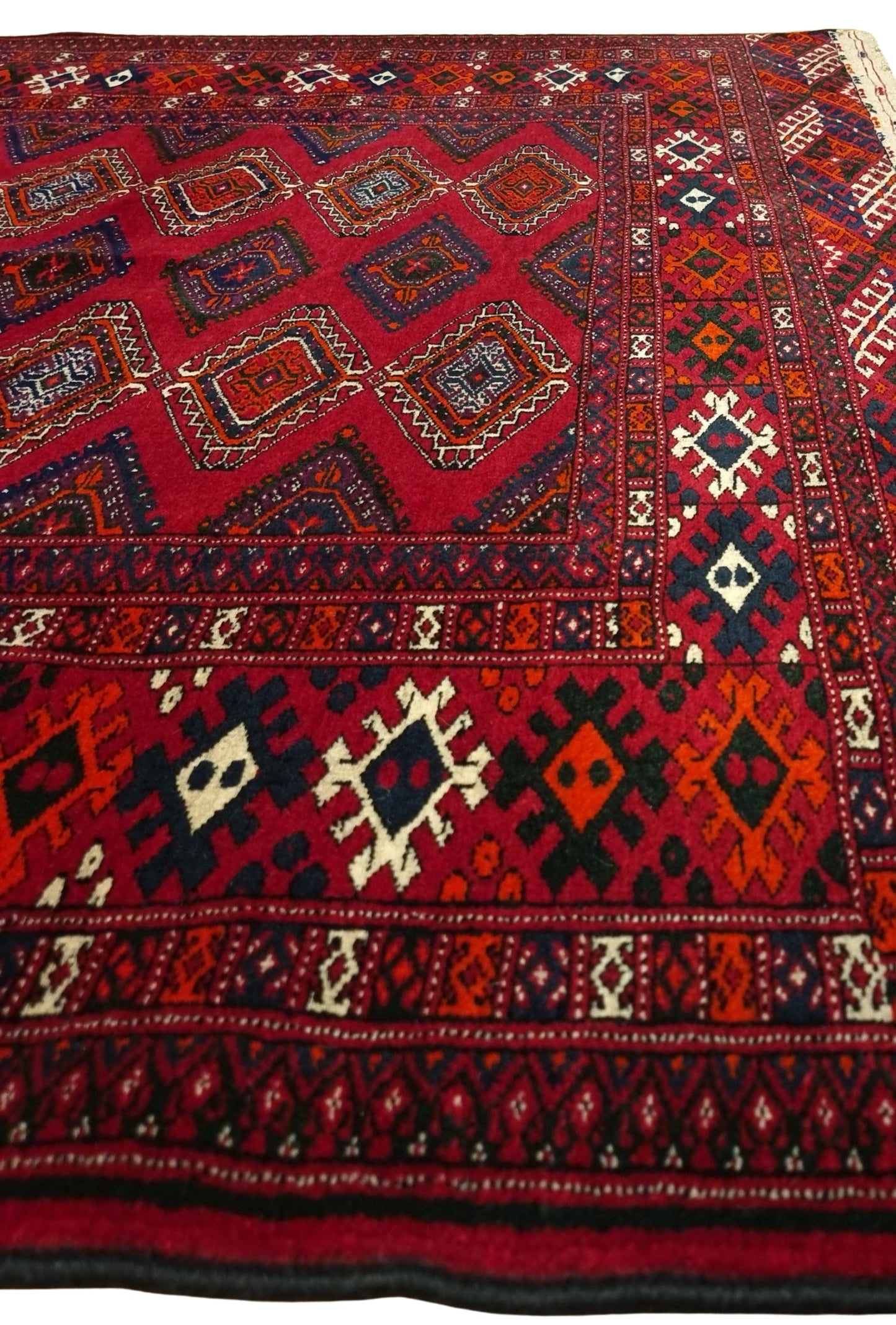 Rare Turkoman Yomut Kejebe Handknotted Wool Rug 132 x 210 cm (4.4' x 7' ft) Red