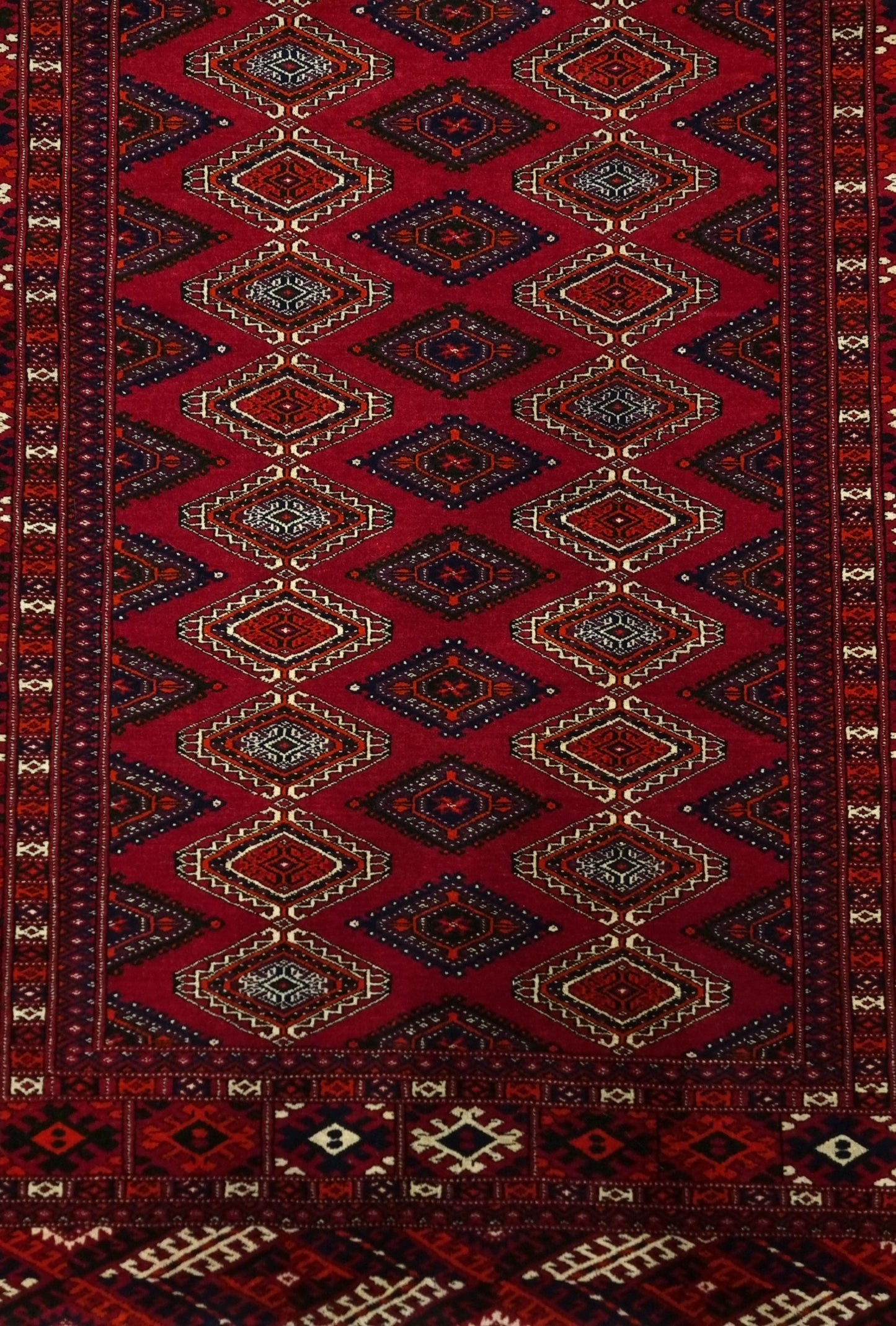 Rare Turkoman Yomut Kejebe Handknotted Wool Rug 132 x 210 cm (4.4' x 7' ft) Red