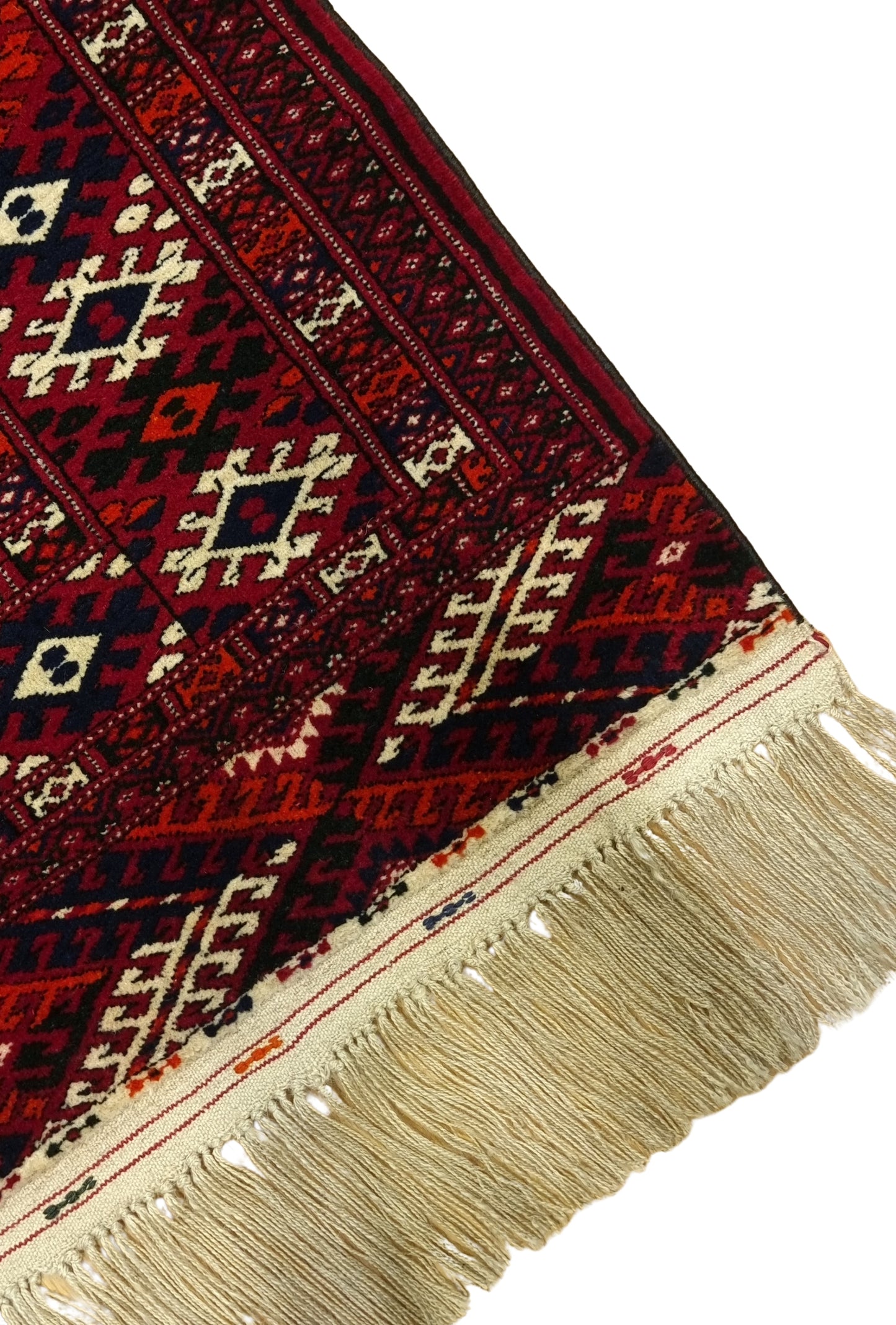 Rare Turkoman Yomut Kejebe Handknotted Wool Rug 132 x 210 cm (4.4' x 7' ft) Red