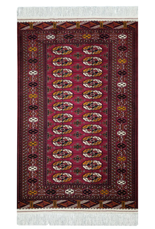 Bokhara Wool Handmade Luxury Oriental Area Rug 140 - 220cm(4'6 x 7'2 ft) Red
