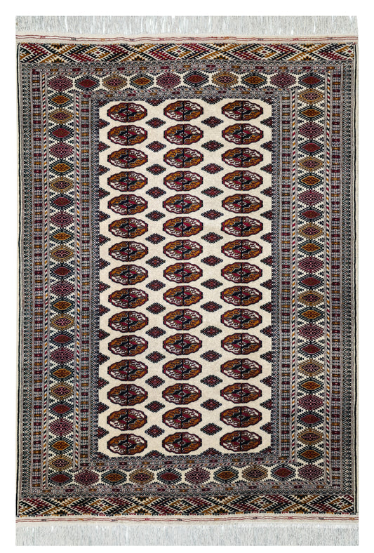 Turkmen Tekke Wool Rug 150x200 cm (5' x 7' ft) Beige