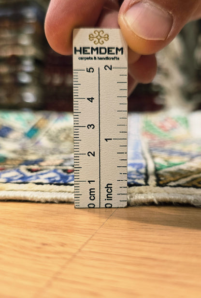 Handmade Turkoman Oriental Tekke Silk Rug 153 x 205 cm (5'x 7' ft) Beige