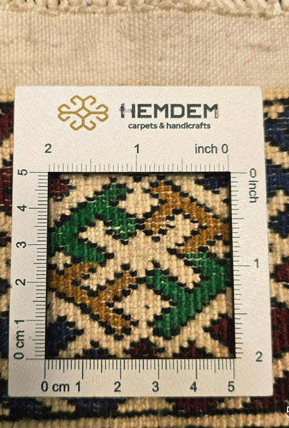 Handmade Turkoman Oriental Tekke Silk Rug 153 x 205 cm (5'x 7' ft) Beige