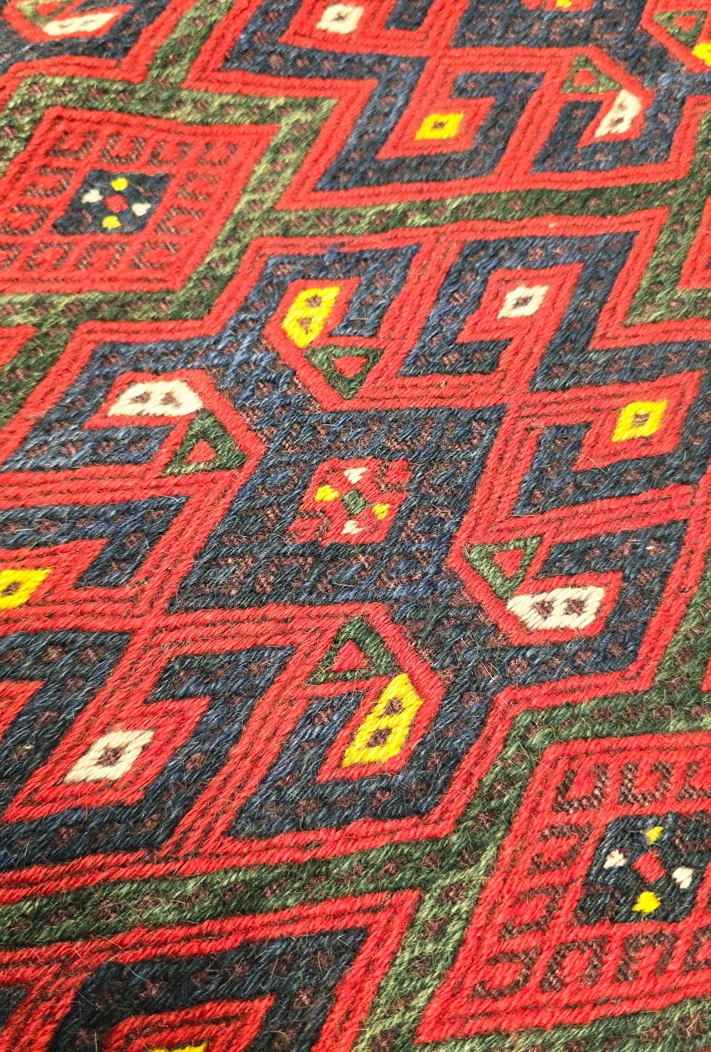 Handmade Vintage Turkoman Yomut Kilim Rug Flatweave 190 x 345cm (6' x 11' ft) Red