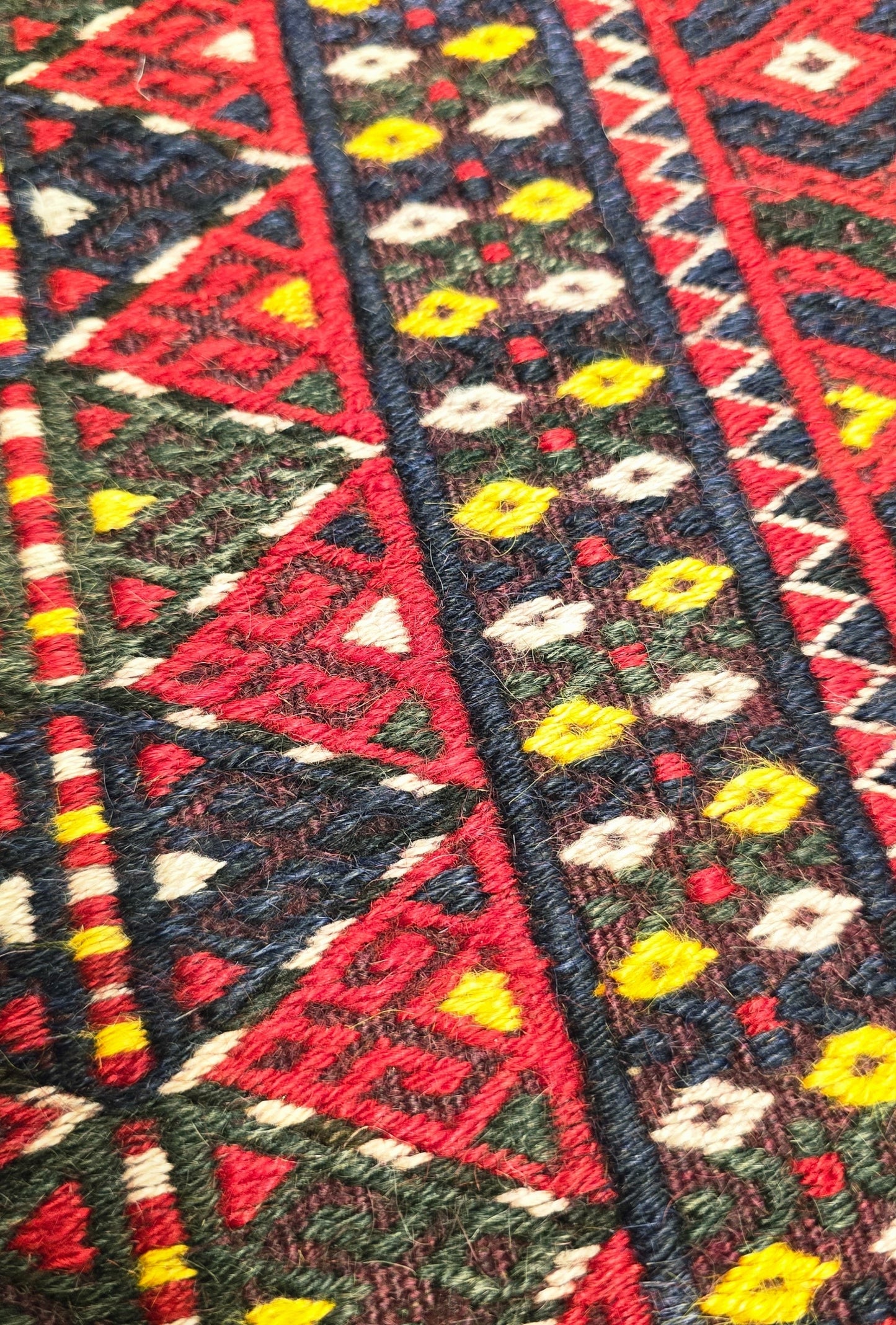 Handmade Vintage Turkoman Yomut Kilim Rug Flatweave 190 x 345cm (6' x 11' ft) Red