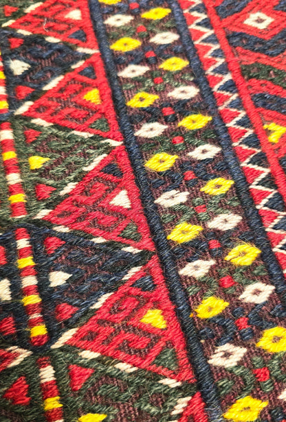 Handmade Vintage Turkoman Yomut Kilim Rug Flatweave 190 x 345cm (6' x 11' ft) Red