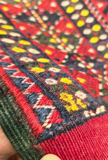 Handmade Vintage Turkoman Yomut Kilim Rug Flatweave 190 x 345cm (6' x 11' ft) Red