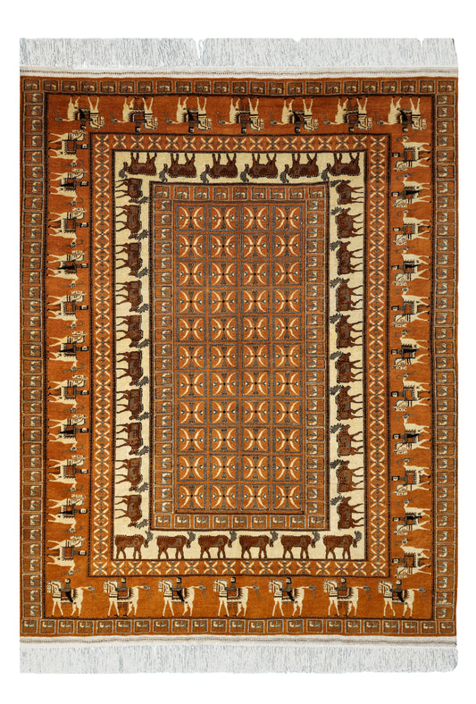 Pazyryk Rug with Organic Dyes 215 x 285cm (7' x 9.5') Peach