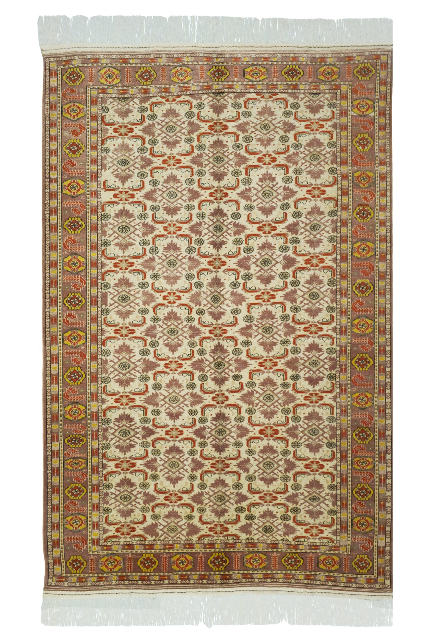 Ersari Beshir Handknotted Wool Rug 200x300cm (7' x 10' ft) Beige